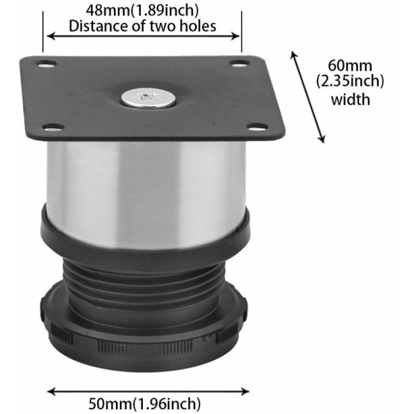 Justerbare møbelben i rustfrit stål Møbelben Aircondition-basefødder (50*50 mm),