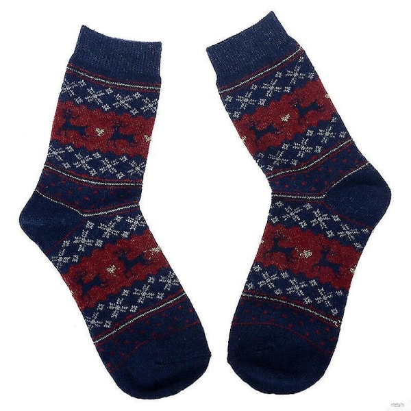 kvinner Sokker Jul Xmas Elg Bomull Festlige Sokker Navy Blue 5 Pairs