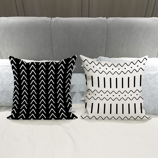 Ycoll tyynynpäälliset, 4 set tyynynpäällistä koristeelliset tyynynpäälliset 50*50cm Schwarz