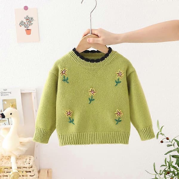 Piger Drenge Grim Juletrøje Jule Sweatshirt Langærmet Strikket Pullover GREEN 110CM
