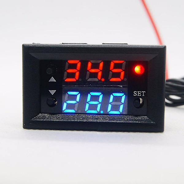 W2810 Dc 12v 20a digital termostat temperaturkontroller rød skjerm med sonde