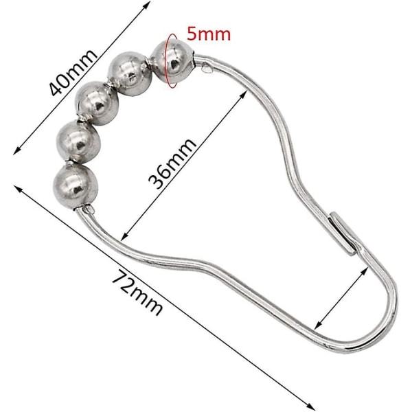 Gardinringe 24 stk. Gardinkroge Bruseforhængsringe Bruseforhængsringe Bruseforhængsringe Bruseforhængsringe Gardinstangsringe Med 5 ruller