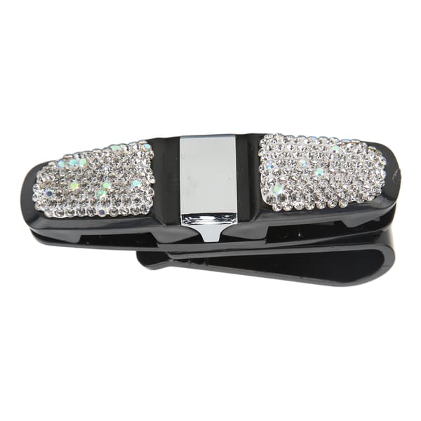 Krystal Rhinestone Universal Bil Solbrilleholder Klips Hvid