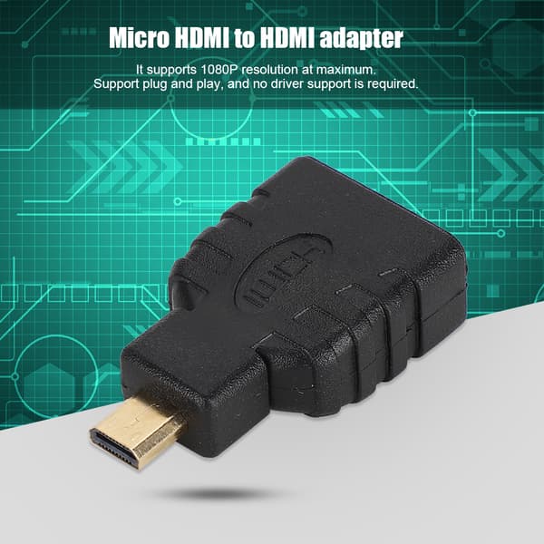 10 st Svarta ABS Micro HDMI till HDMI Adapter 1080P för Raspberry Pi 4B