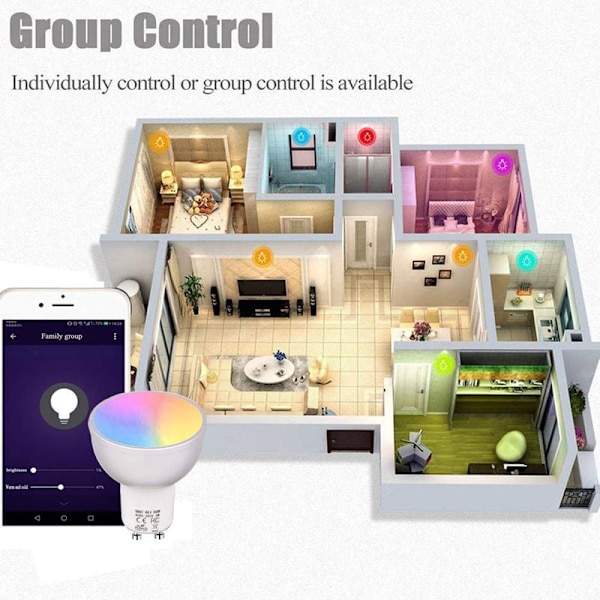 2 stk, RGB+WGU110, smart pære kop, wifi fjernbetjening til mobiltelefon