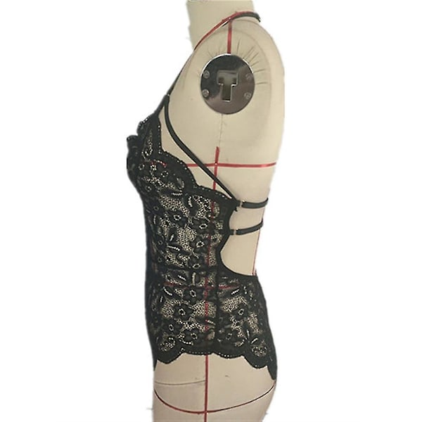 Kvinner Sexy Se Through Lace Undertøy Bodysuit Natttøy M