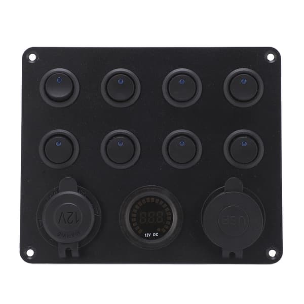 8-posisjons billader dobbel USB 2.1A høyeffekt LED-display RV-strømuttak
