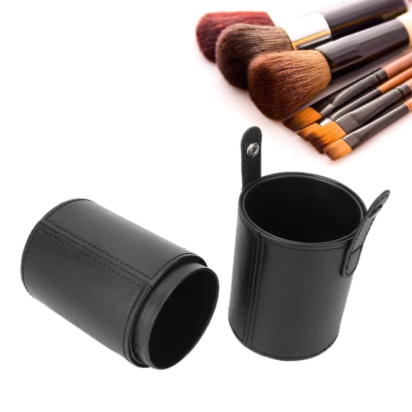 Bærbar Sort PU Makeup Børsteholder Organizer Opbevaringstaske