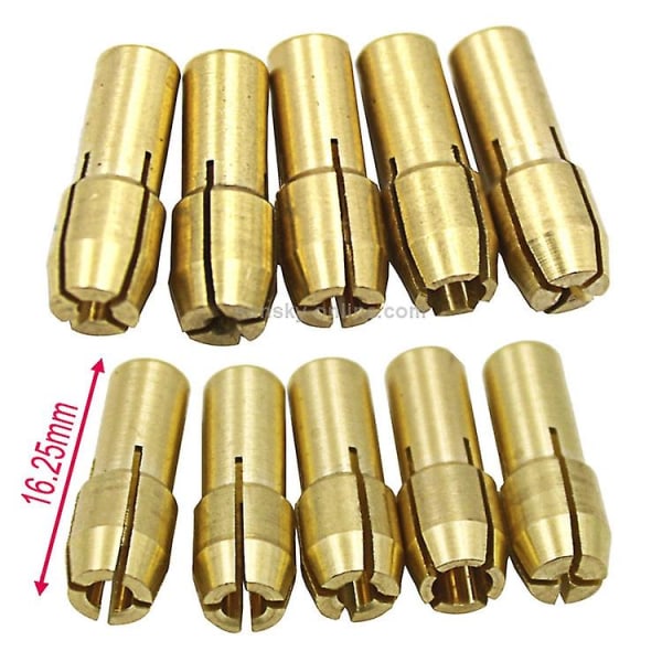 10 i 1 set elektriska sliptillbehör Tre-käft kopparchuckmutter Inre håldiameter: 0,5-3,2 mm