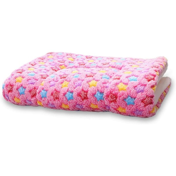 Kjæledyrteppe Premium fluffy flanellpute Myk varm matte for hunder Katter Små kjæledyr Rosa stjerner