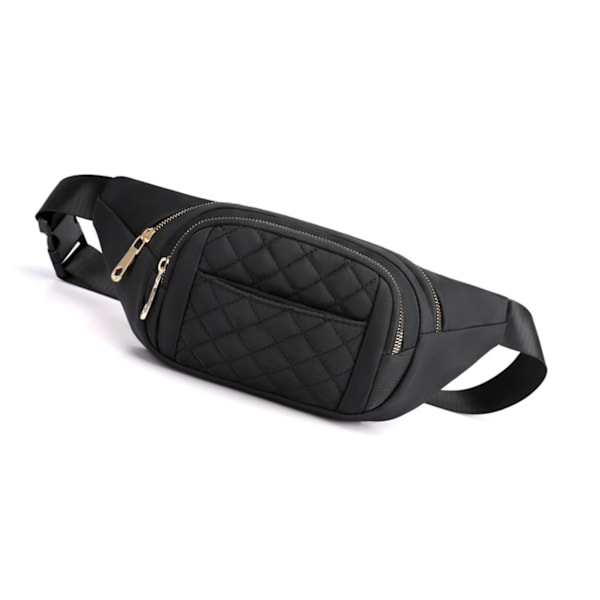 Suurikokoinen naisten vyölaukku säädettävällä olkahihnalla - Tyylikäs crossbody-vyölaukku pyöräilyyn ja kävelyyn, musta, yksi koko