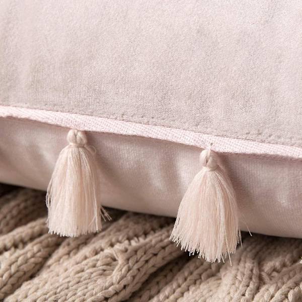 Sæt med 2 fløjlspudebetræk, kvastpudebetræk, dekorative sofapuder, pyntepuder til kvast, dekorative Boho-pudebetræk, sofapuder pink