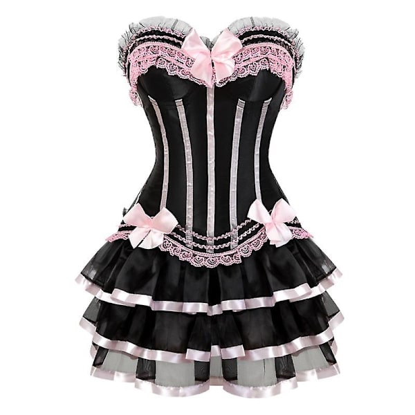 S-6xl Naisten seksikäs korsetit Overbust korsetti ja set Pink 5XL