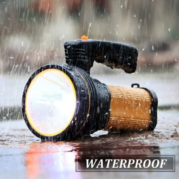 LED Torch 7000 Lumen Uppladdningsbar Vattentät IPX4 Bärbar Camping Light 6000mAH Camping Lampa Bärbar Spotlight (Guld