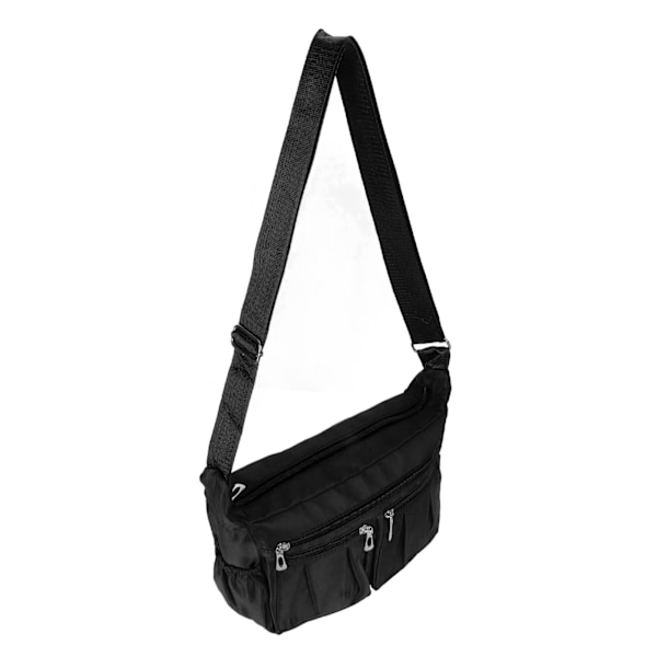 Vattentät Casual Messenger Bag med Hög Kapacitet och Flera Fickor för Resor - Unisex Svart Axelväska, One Size Fits All