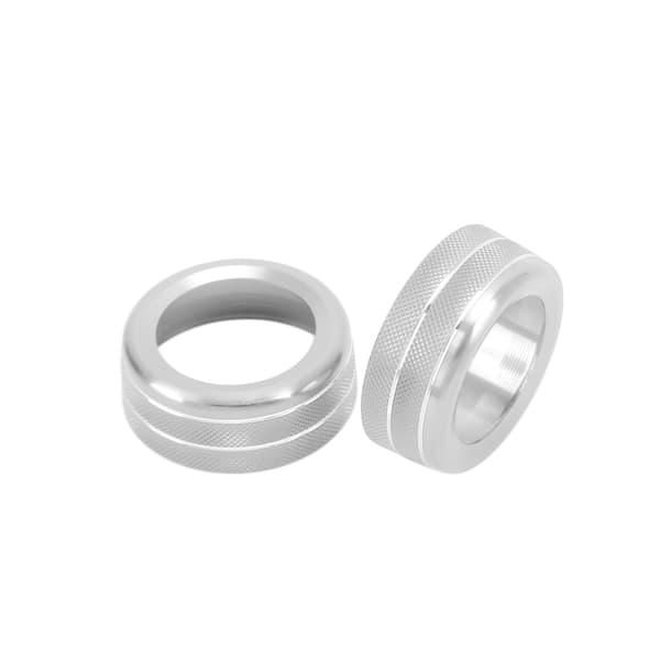 2 stk. AC-knappdeksel i aluminiumslegering, erstatningsring for Panamera 2010-2016 Sølv