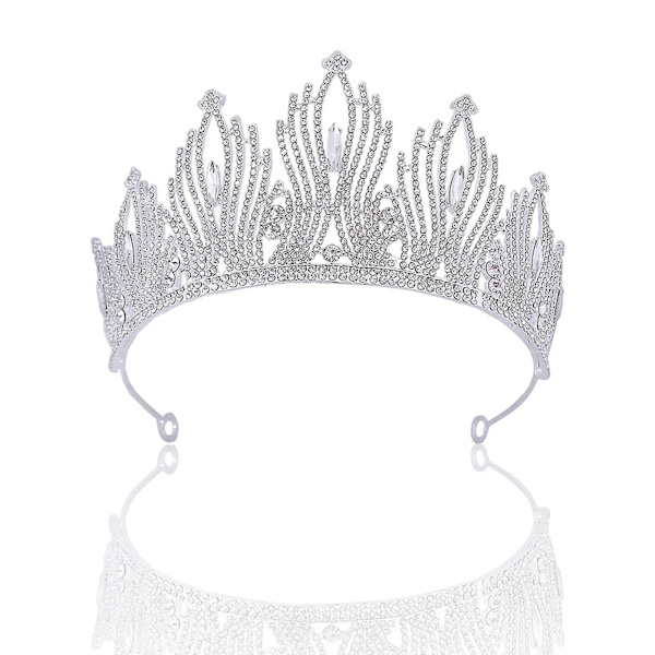 Brudkrona Huvudbonader Bröllop Födelsedag Krona Huvudbonad Strass Retro Lyx Håraccessoarer För Silver