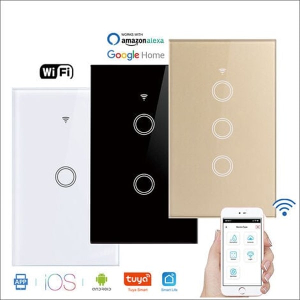 120 type graffiti WIFI smart switch væg touch switch fjernbetjening stemmestyring, 1 vejs hvid