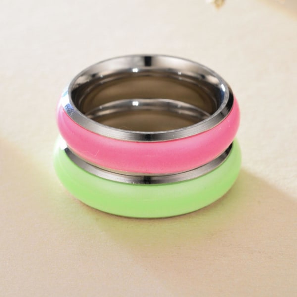 Enkel mote unisex lysende ensfarge glødende ring smykker tilbehør Green US 12