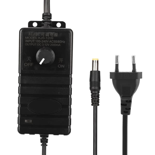 24W 2A Justerbar Spänning Strömadapter Låg Förlust Hög Effektivitet Datoradapter 100‑240V EU-kontakt