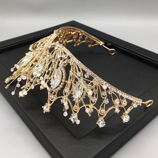 Krone Ornament Brude Bryllupstilbehør Simpel Legering Diamantbesat Brude galvaniseringskjole Gold