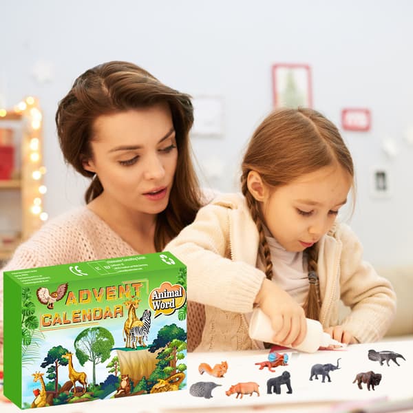 Julekalender 24 Dager Nedtelling Realistiske Dyrefigurer Leker for Barn Gutter Jenter