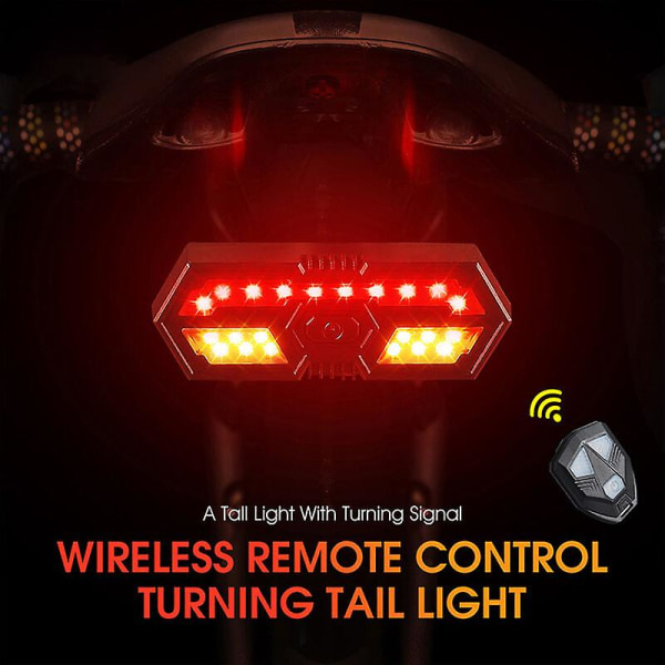 5 m kaukosäädin polkupyörän takavalon LED suuntavilkku Mtb pyörän valo vedenpitävä USB ladattava polkupyörän takalamppu äänihälyttimellä - monivärinen - mult
