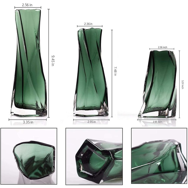 3 stk uregelmessig spisebord glass vase