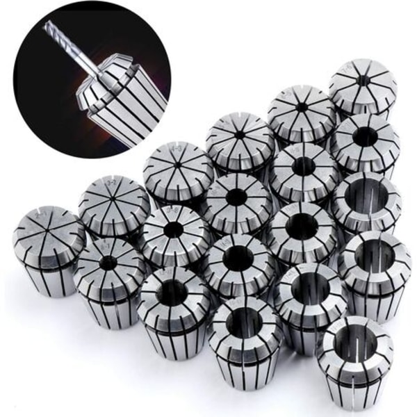 19 stk ER32 presisjonsfjærhylsesett, 2mm-20mm, ER32 spennhylsechuck for CNC graverings- og freseverktøy