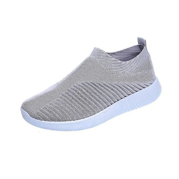 Dame Mesh Slip On Sport Flat Shoes Sneakers Grey 37