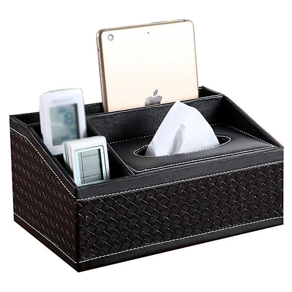 Multifunktionell läder Tissue Box Soffbord Desktop Fjärrkontroll Förvaringsbox style3