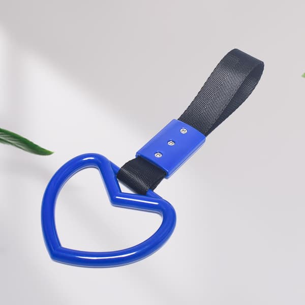 Hjerteformet Bilhåndtak Stropp Plast Solid Universal Dekorativ Bakre Støtfanger Varselring Blå