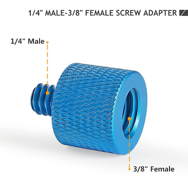 Ruuvisovitin 1/4&quot; Naaras - 3/8&quot; Mies, 3/8&quot; Naaras - 1/4&quot; Urosruuvi mikrofonitelineelle, kolmijalan ruuvikierreadapteri (sininen)