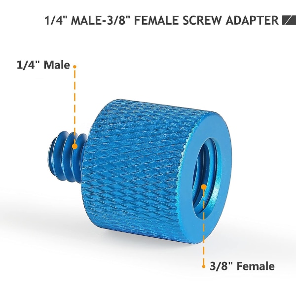 Skrueadapter 1/4&quot; Kvinde Til 3/8&quot; Mand, 3/8&quot; Kvinde Til 1/4&quot; Hanskrue til mikrofonstativ, stativ skruetrådadapter (blå)