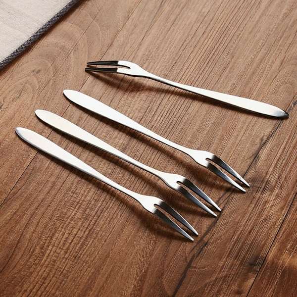 West rustfrit stål frugtgaffel Bestik Lille gaffel To-benet gaffel Dessertkage F