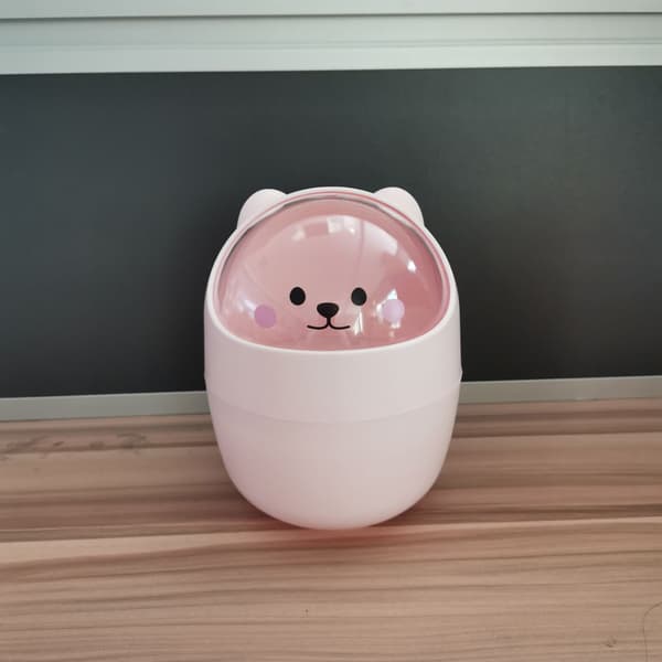 Rosa Mini Skrivbords Papperskorg med Lock