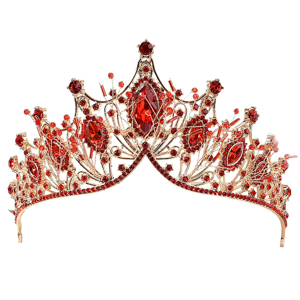 Brudekroner Rhinestone Innlagt Luksuriøst Hårtilbehør For Kvinner Jenter Brude Bryllupsbal Red