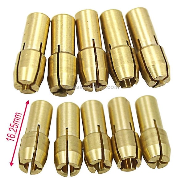 10 stycken elektriska sliptillbehör Tre-käft kopparchuckmutter Inre håldiameter: 1,0 mm