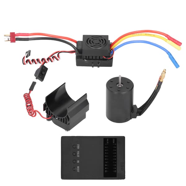 3650 4300KV Borstlös Motor 60A ESC Programkort Kylfläns Set för 1 10 RC Bil
