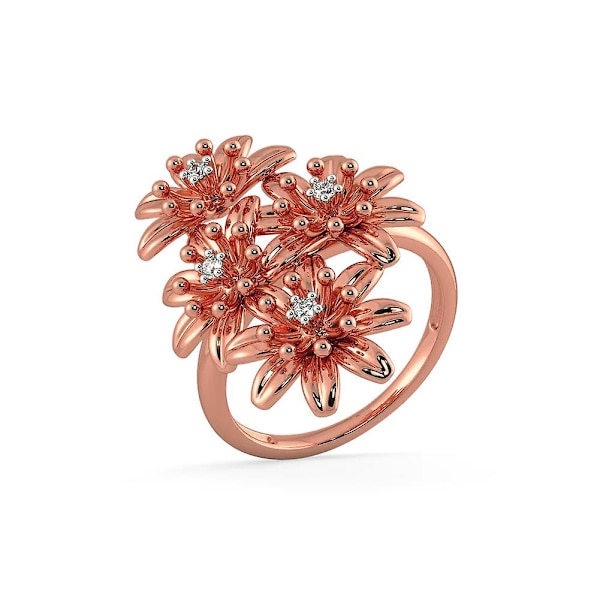 Kvinder Mode Blomst Finger Ring Bryllup Engagement Smykker Valentinsdag gave White Gold US 8
