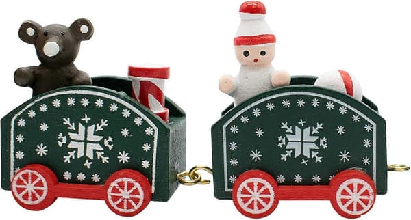 Christmas Decoration - Festive Tree Accessories Wooden Train with Five Sections Christmas Decorations