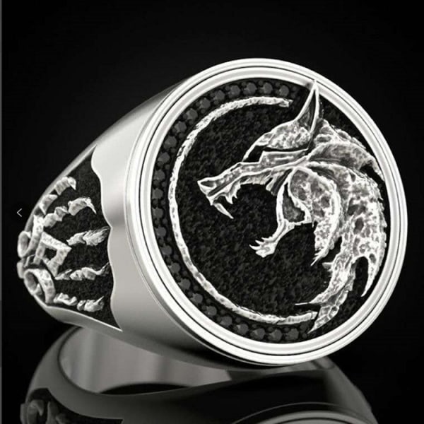 The Witcher Hunter Wolf Head Ring Vintage dominerande guld