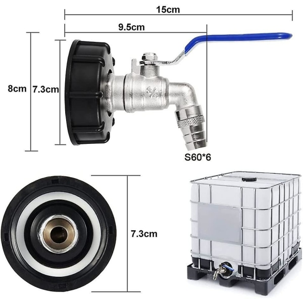 Ibc Dräneringstank Adapter S60x6 3/4&#39;&#39; Kranventil Ibc Tankkranadapter Tankadapter Vattentankadapter Kulventil