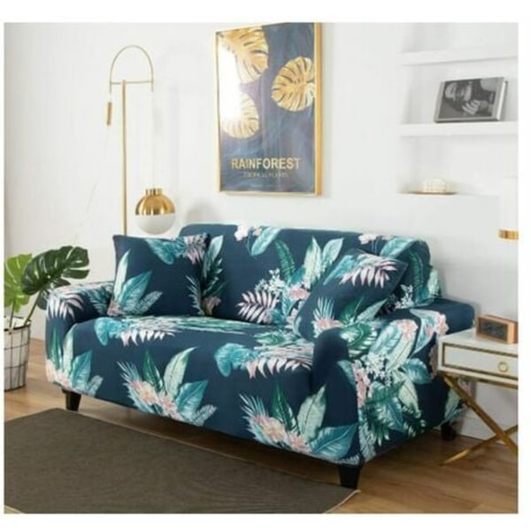Printed cover, universal sofföverdrag för fåtölj/1-sits/soffa/queen-soffa, möbelskydd (grön blomma)-