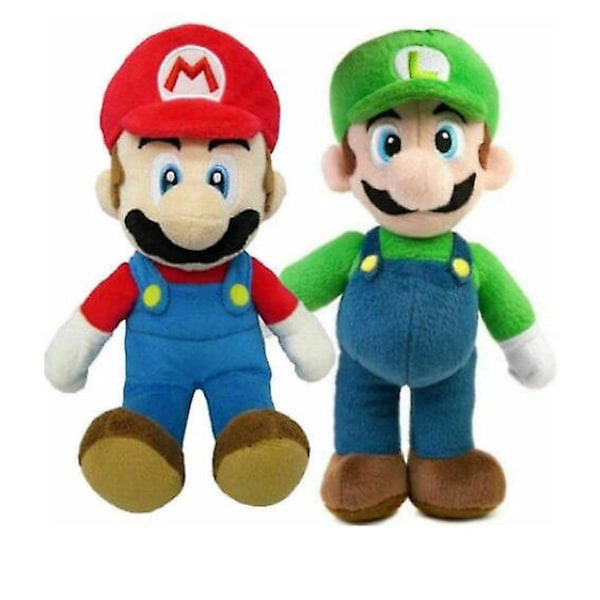 Super Mario Bros Plysdukke Mario Luigi Blødetøjstøj 2pcs