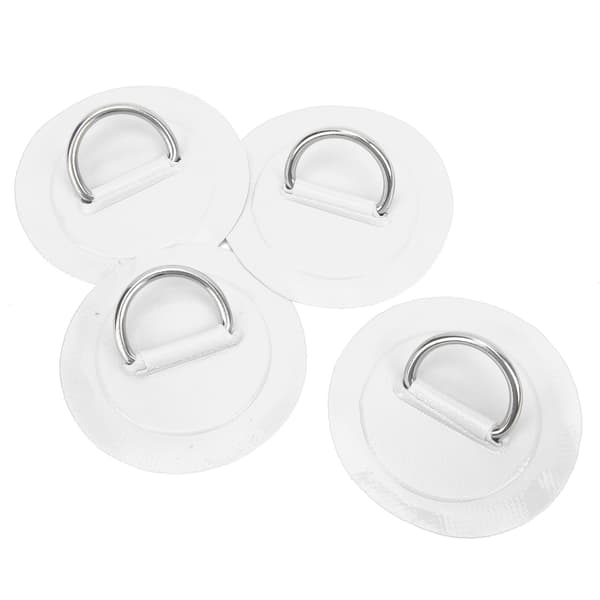 4 stk Oppblåsbar Båt D Ring Pad Patch PVC Slitesterk Marine Rustfritt Stål Fast Spenne Hvit