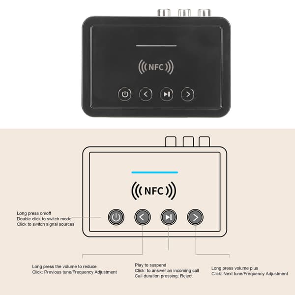 3 i 1 Bluetooth 5.0 Adapter til PC TV Tablet Højttaler Hjemmebil Lydsystem