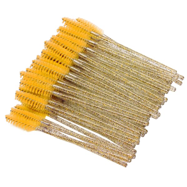 50 stk. engangs nylon makeup mascara børster bærbare øjenvippe øjenbryn gule