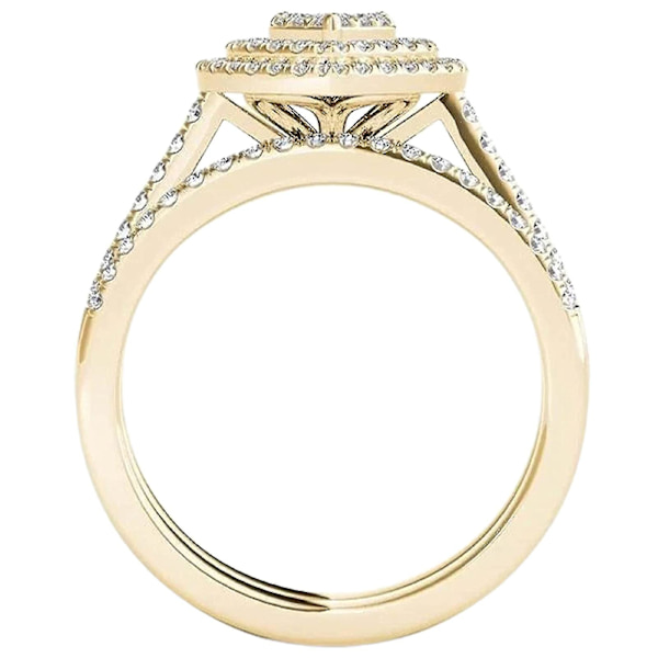 2st/ set Ring Attraktiv Dekorativ Legering Delikat Hjärtform Strass Kvinnor Brudring För Bröllop Golden US 9