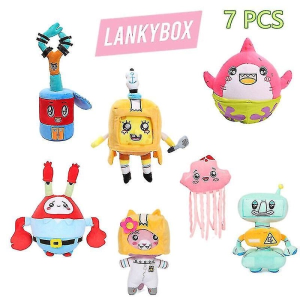 Lankybox Sea Plush Toy Thicc Shark Tree Bøtte Foxy Boxy Plush Robot Squidward-D
